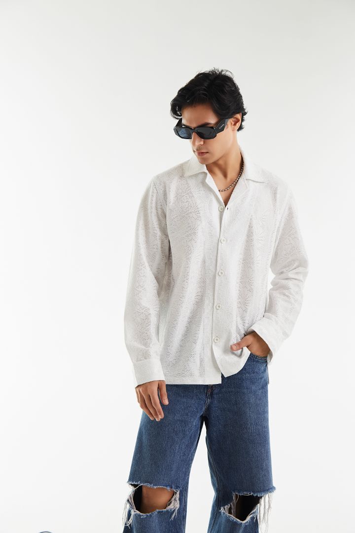 Sheer Elegant Poly Satin Shirt