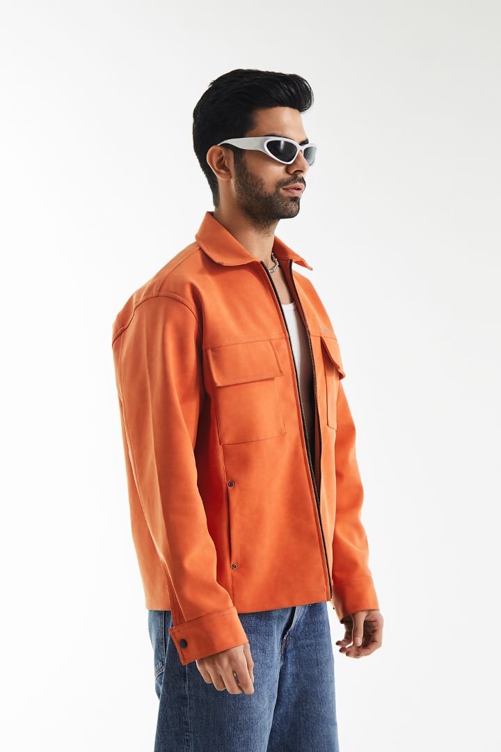 Minimal Suede Leather Barn Jacket