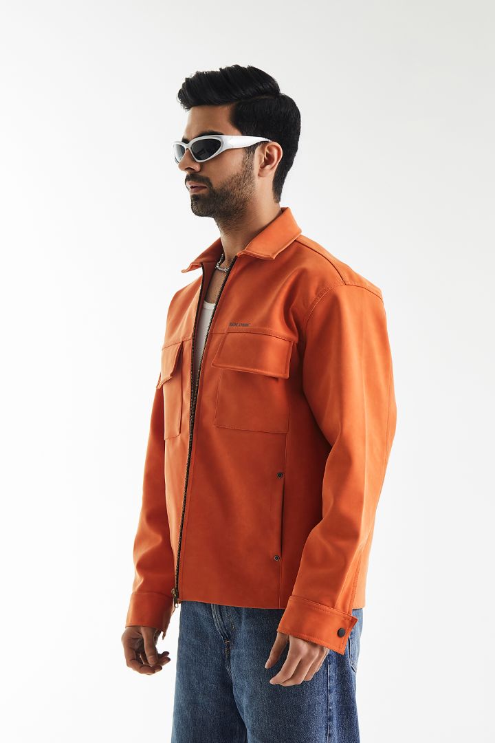 Minimal Suede Leather Barn Jacket