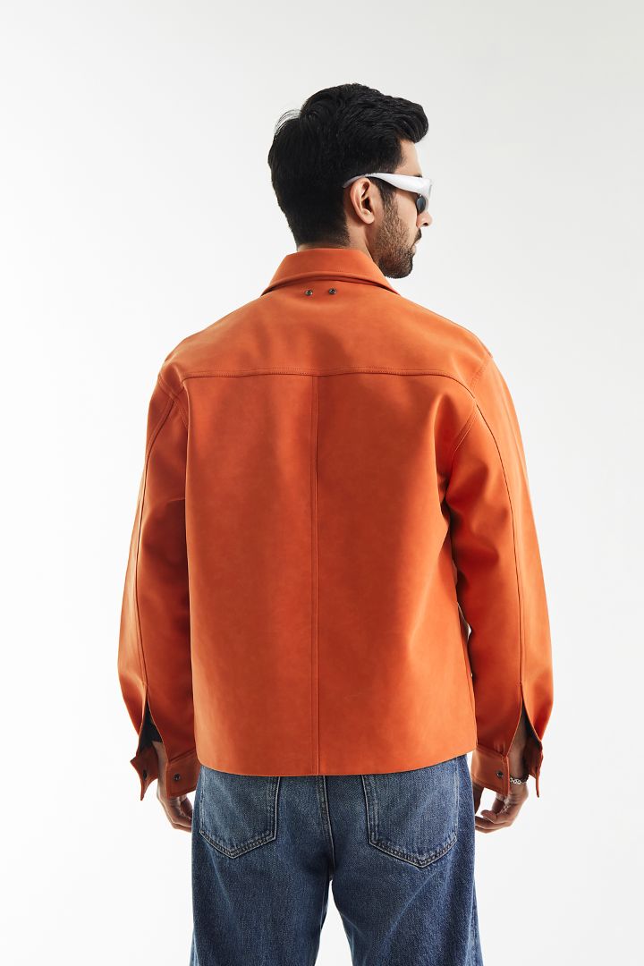 Minimal Suede Leather Barn Jacket