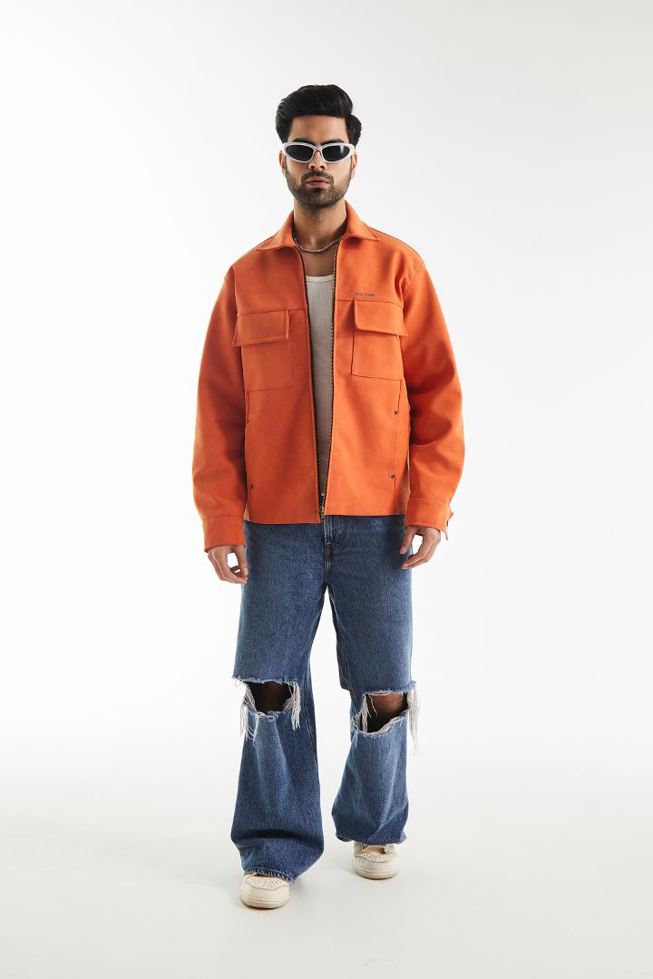 Minimal Suede Leather Barn Jacket