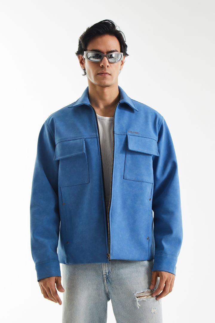 Minimal Suede Leather Barn Jacket