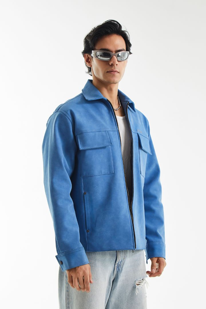Minimal Suede Leather Barn Jacket