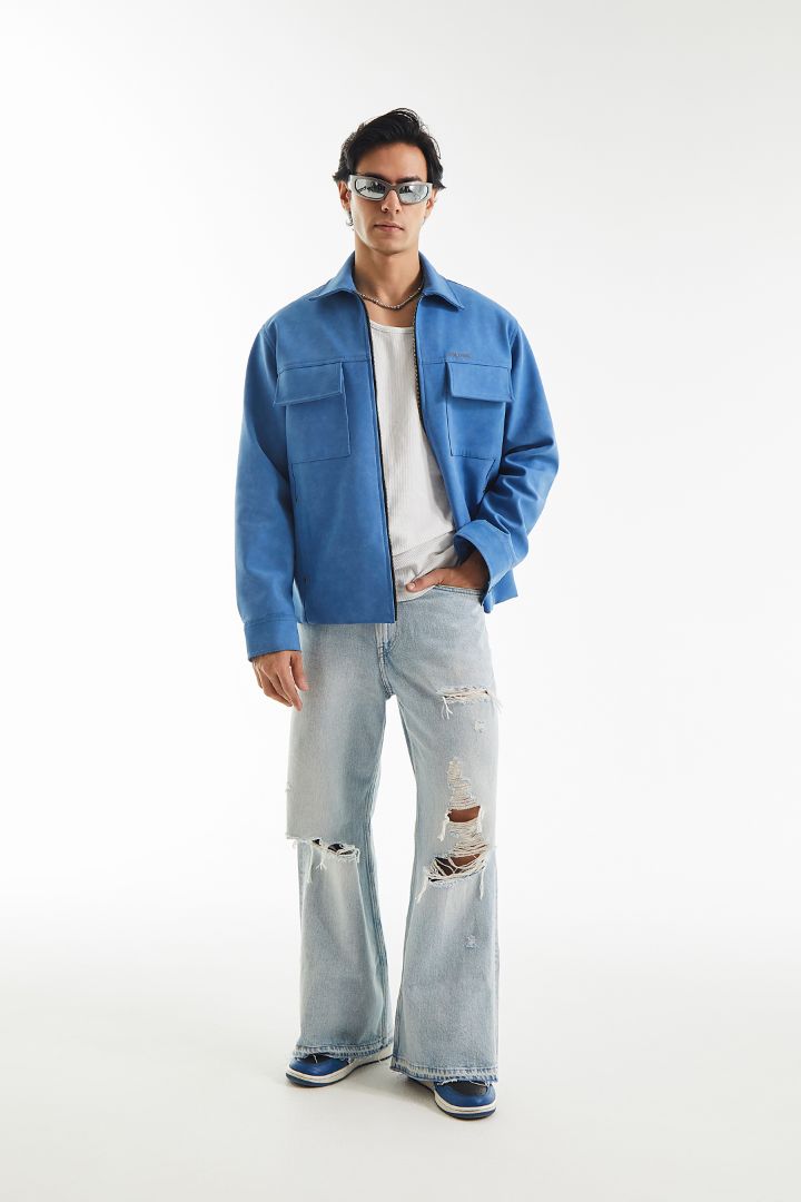 Minimal Suede Leather Barn Jacket
