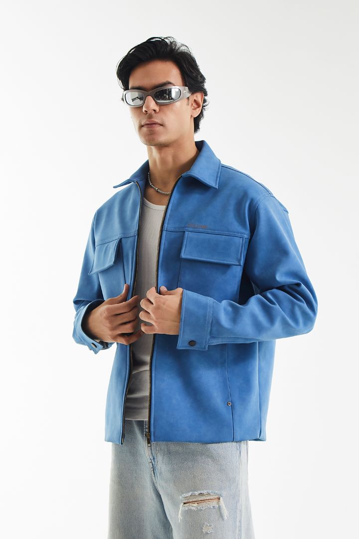 Minimal Suede Leather Barn Jacket