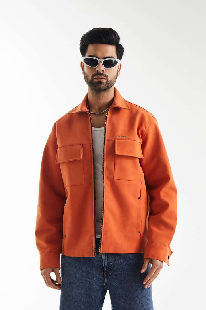 Minimal Suede Leather Barn Jacket
