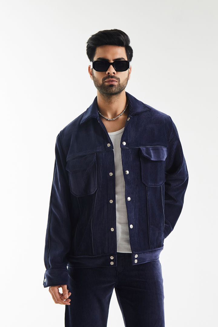Buttoned-up Corduroy Velvet Jacket