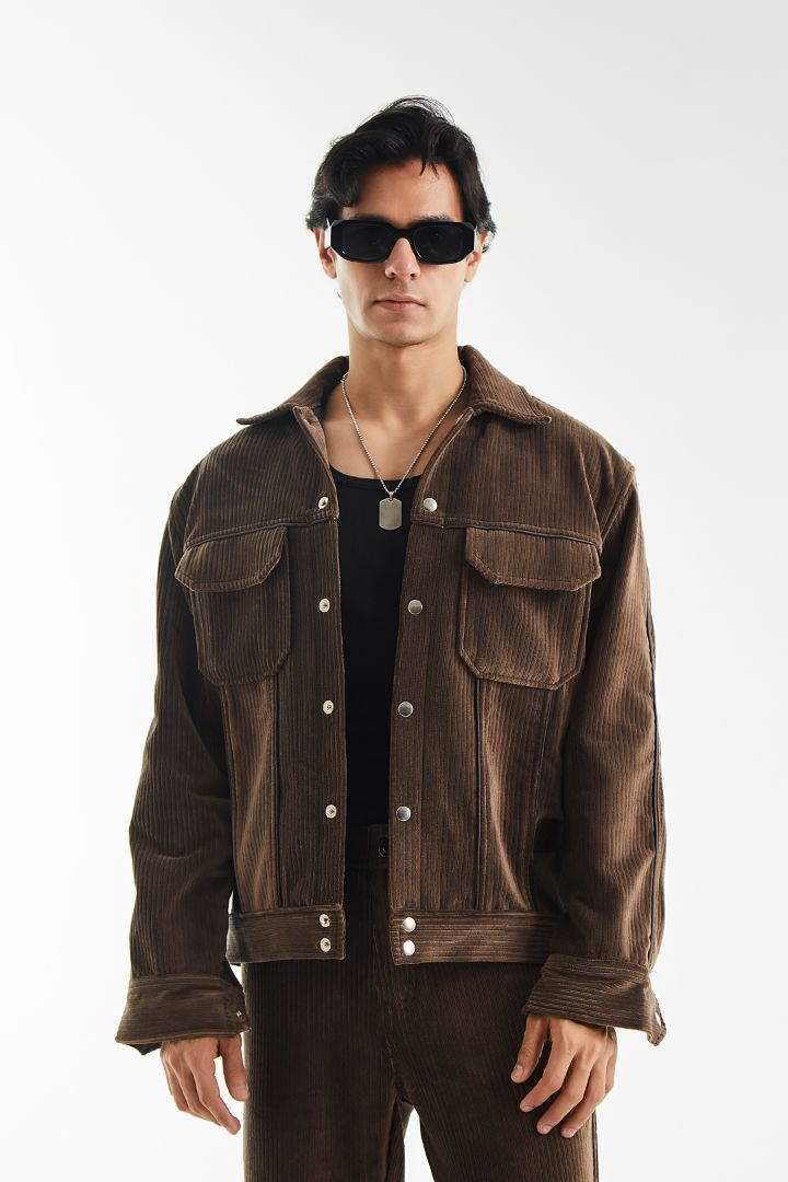Buttoned-up Corduroy Velvet Jacket