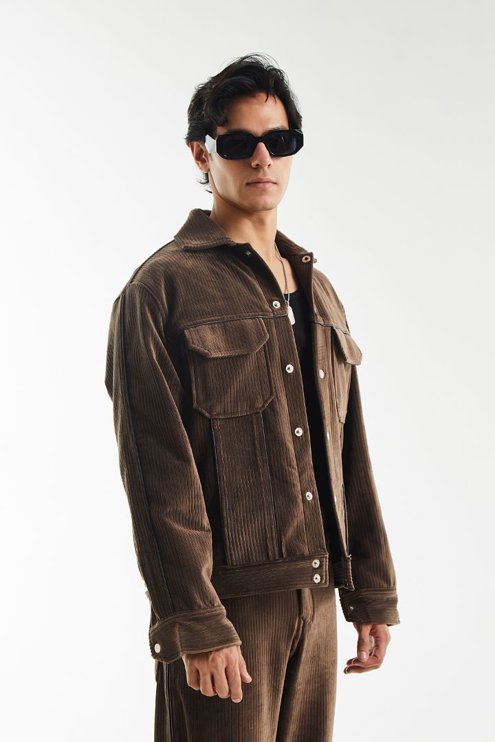 Buttoned-up Corduroy Velvet Jacket