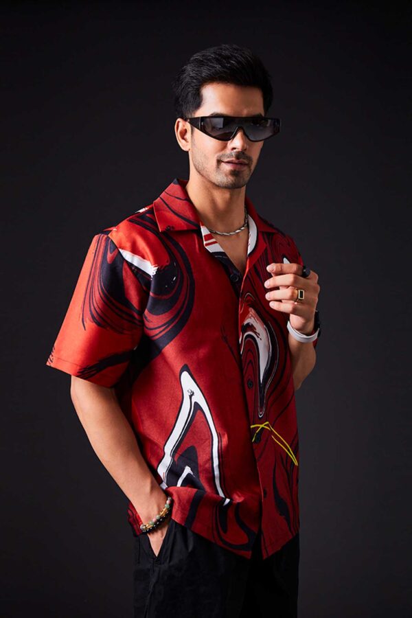 Electric Rainbow Ride Cuban Collar Shirt