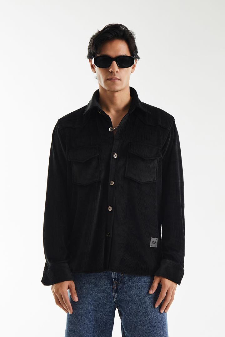 Overlay Velvet Corduroy Shirt