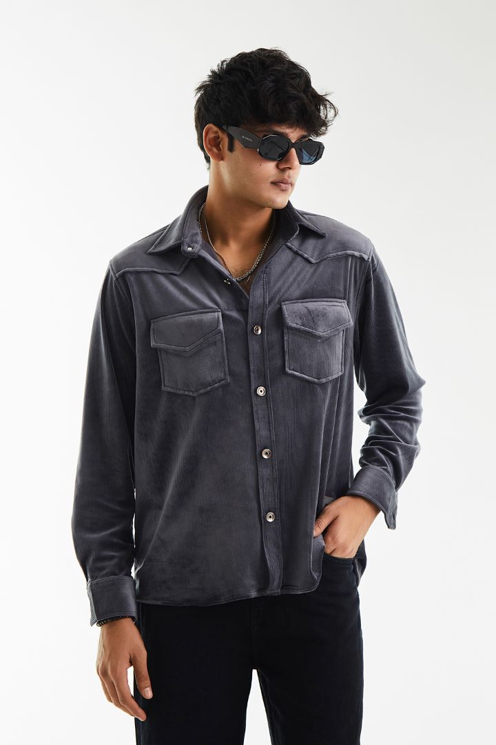 Overlay Velvet Corduroy Shirt