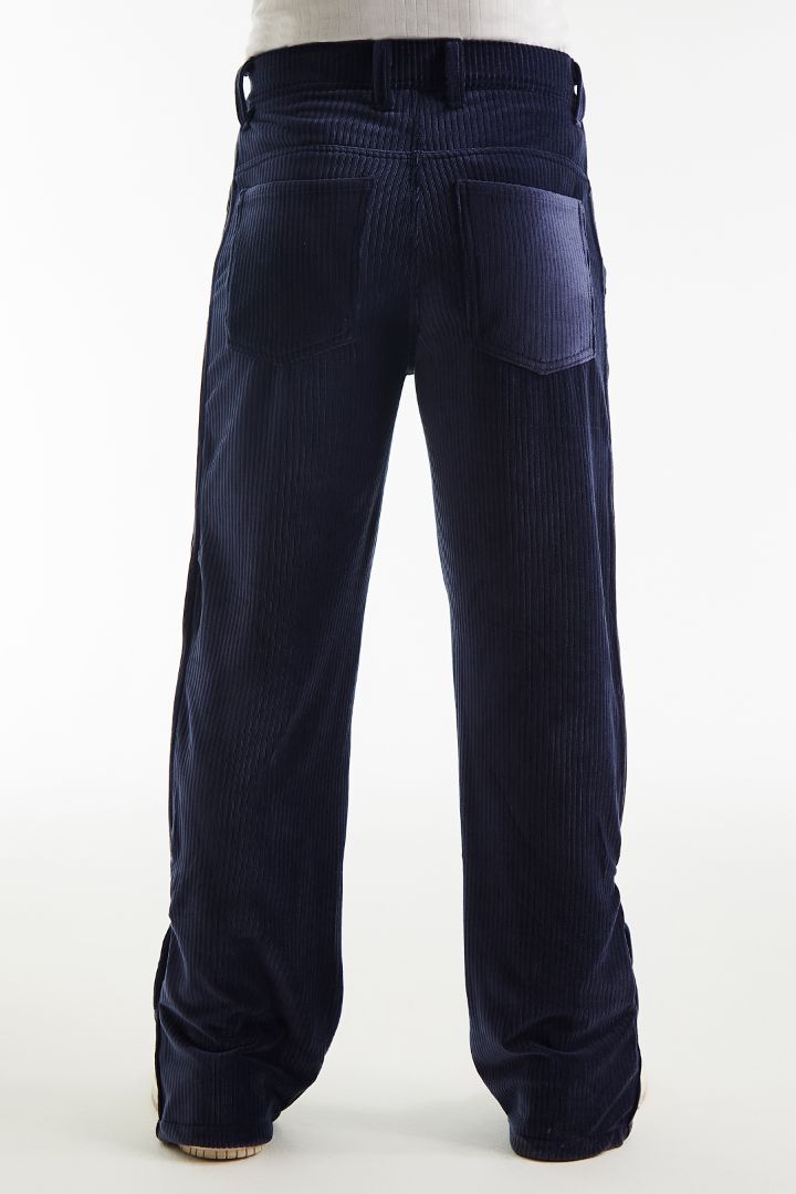 Bottom-Buttoned Velvet Corduroy Pant