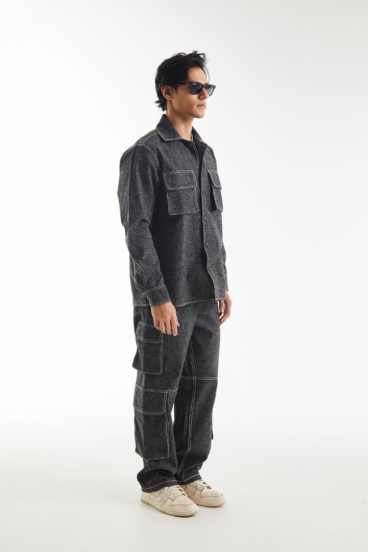 Muted Gray Straight Fit  Dual Denim Set