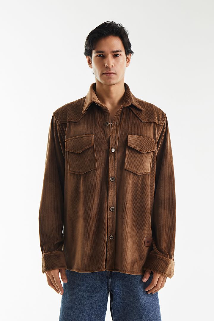 Overlay Velvet Corduroy Shirt