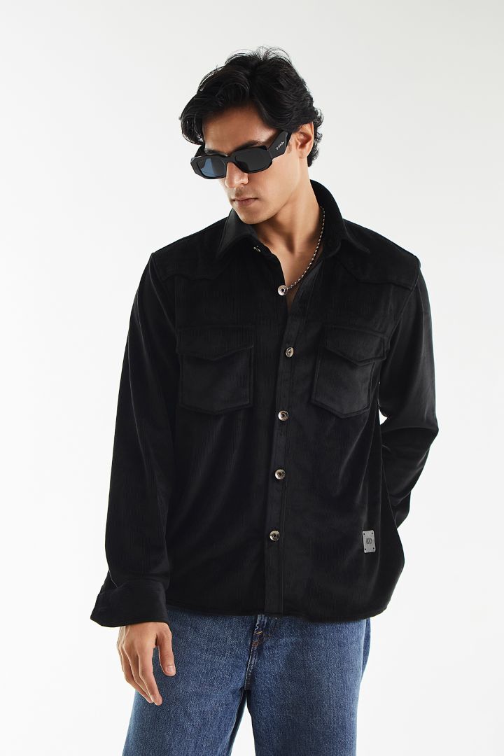 Overlay Velvet Corduroy Shirt