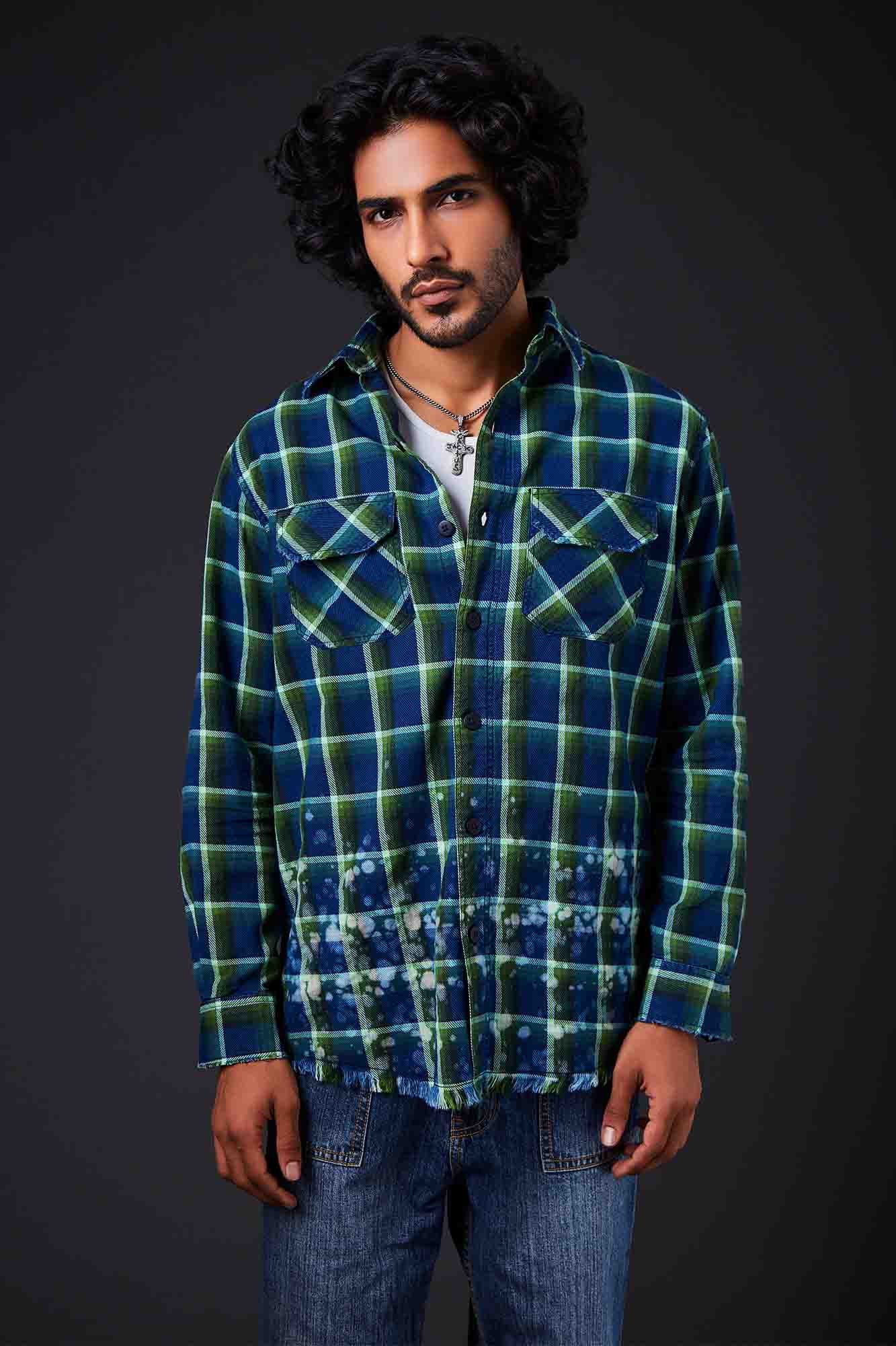 Edgy Check Chaos Distressed Shirt